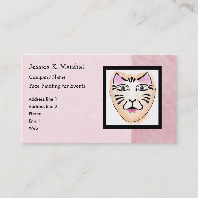 Face Painter / Fantasy Makeup Artist (Pink) Business Card (Front)