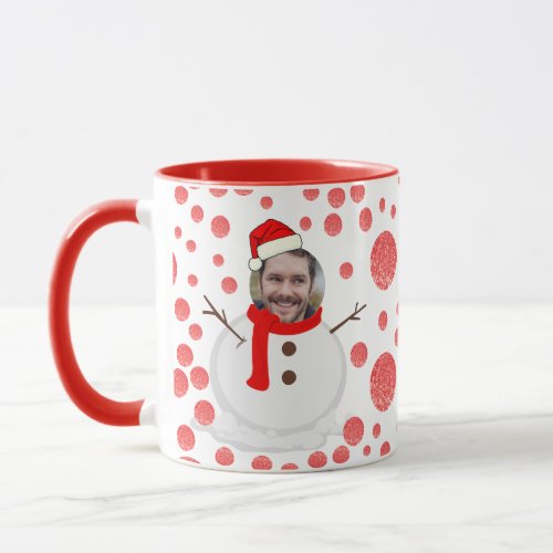 Face Photo Christmas Funny Snowman Coffee Mug