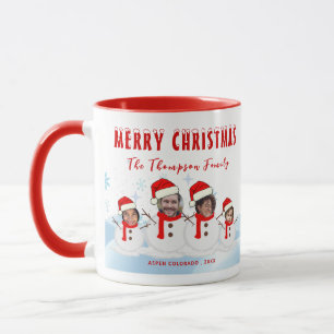 Face Photo Christmas Funny Snowman Coffee Mug