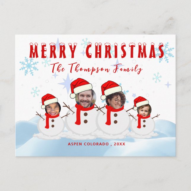Face Photo Funny Christmas Family   Postcard (Front)