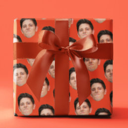 Face Photo Tangerine Orange Gift Wrapping Paper