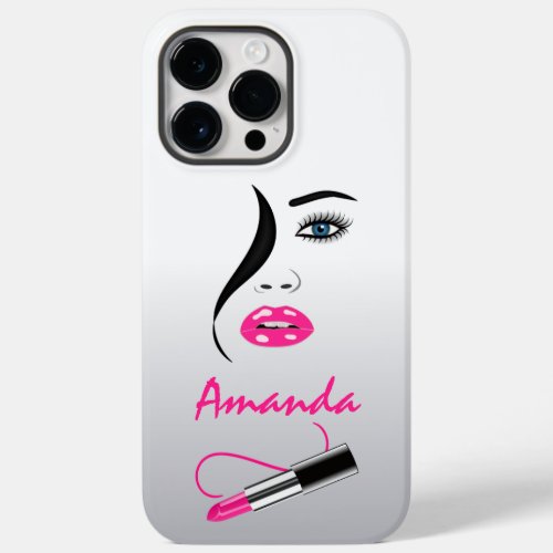 Face Pink Lipstick Kiss Mirror Cool Makeup Artist Case_Mate iPhone 14 Pro Max Case