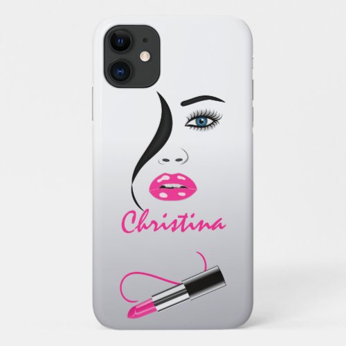 Face Pink Lipstick Kiss Mirror Makeup Artist iPhone 11 Case