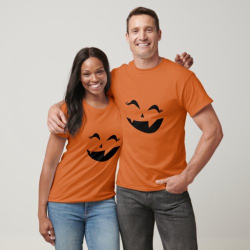 Face Pumpkin Eyelashes Hallowen Costume Funny  T_Shirt