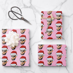 Face Santa Hat Christmas Gift Wrapping Paper Sheets