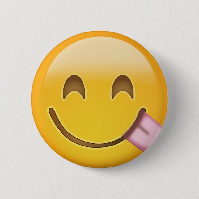 Face Savouring Delicious Food Emoji Button (Front)