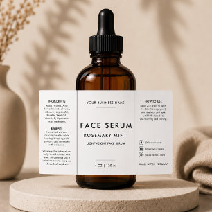 Face Serum Dropper Salon Spa Bottle Label