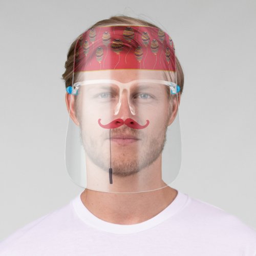 Face shield with Circus Balloons  Mustache