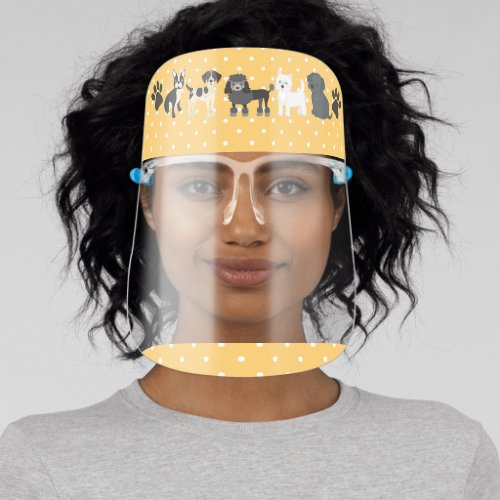Face Shield with Illustrated Dogs