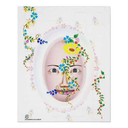 Face Srs _ Happy Smile _coloured wreaths Poster