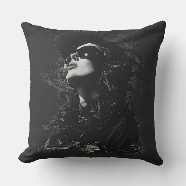 Face T-Shirt Throw Pillow (Front)