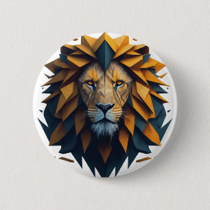 Face the Edge: Geometric Lion Tee Button