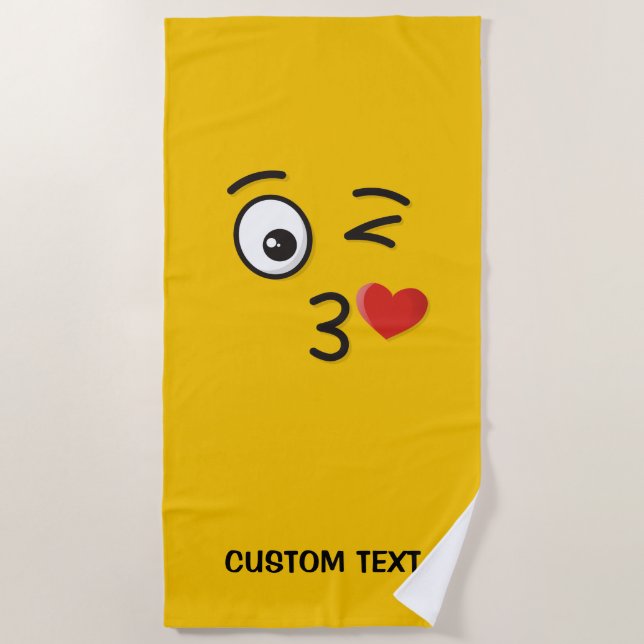 Face Throwing a Kiss Beach Towel (Front)
