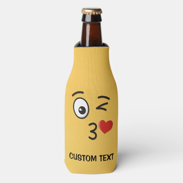Face Throwing a Kiss Bottle Cooler (Bottle Front)