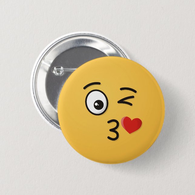 Face Throwing a Kiss Button (Front & Back)