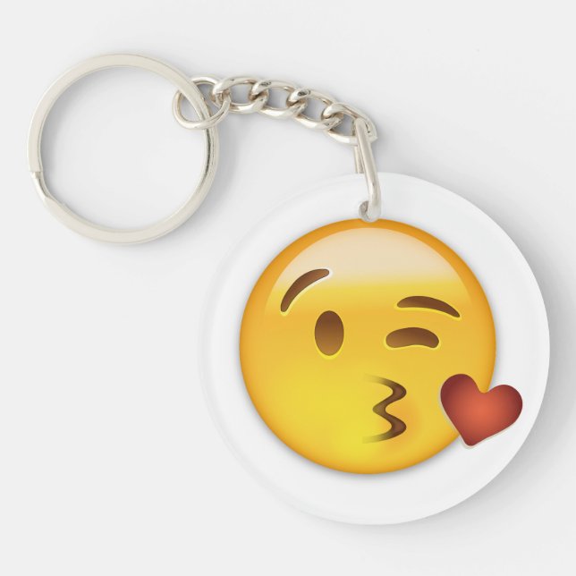 Face Throwing A Kiss Emoji Keychain (Front)