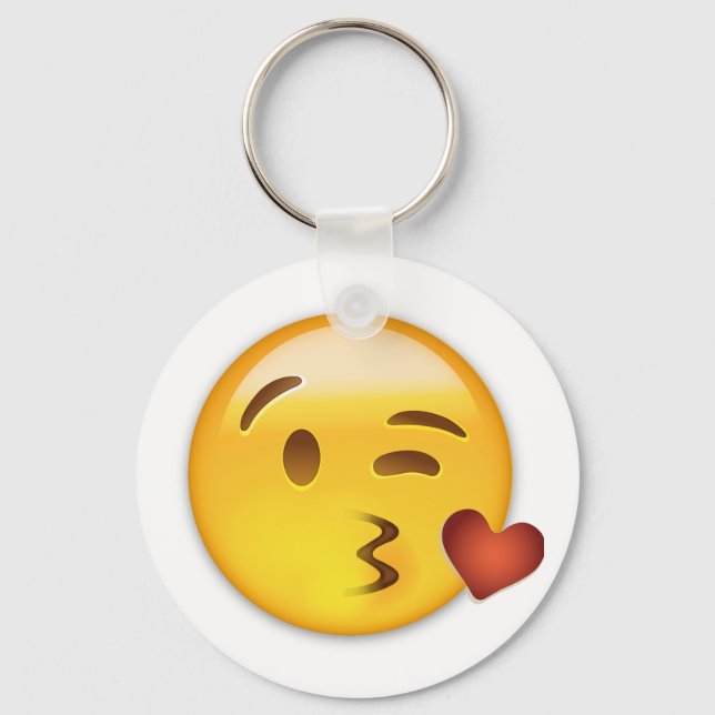Face Throwing A Kiss Emoji Keychain (Front)
