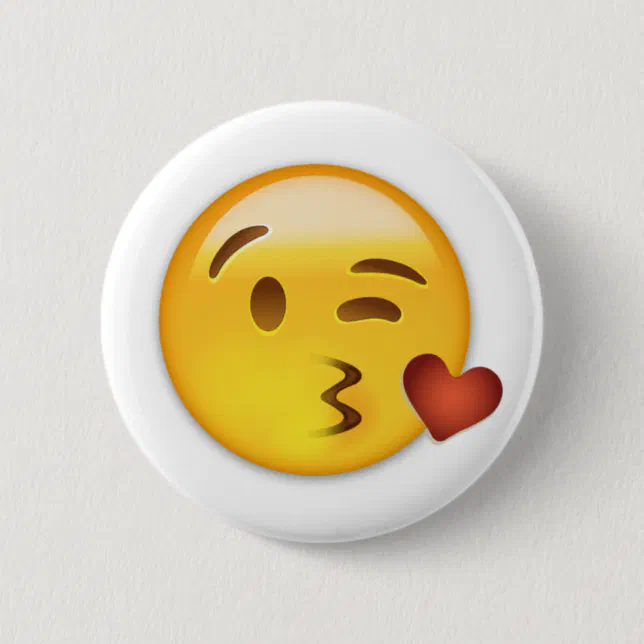 Face Throwing A Kiss Emoji Pinback Button Zazzle 9151