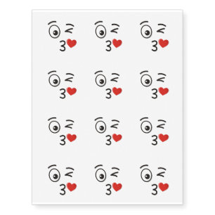 Face Throwing a Kiss Temporary Tattoos
