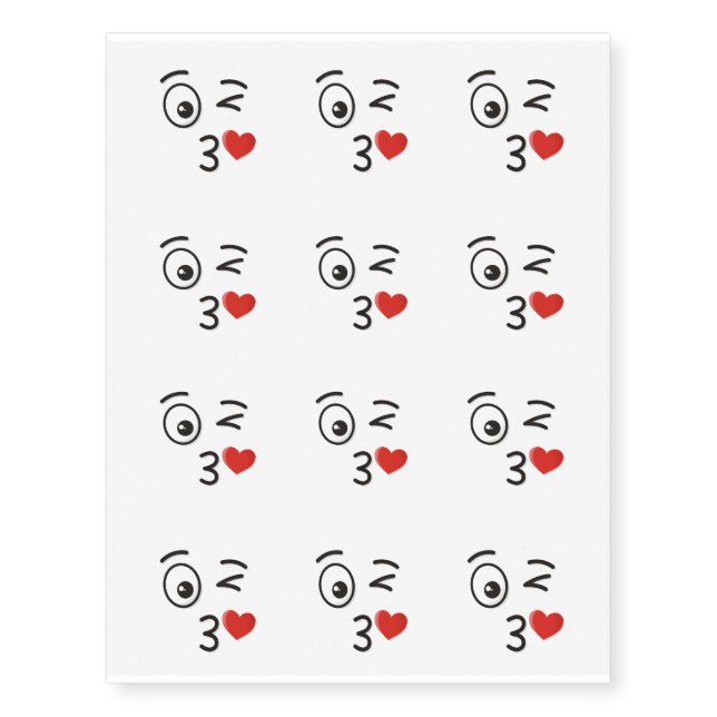 Face Throwing a Kiss Temporary Tattoos (Front)