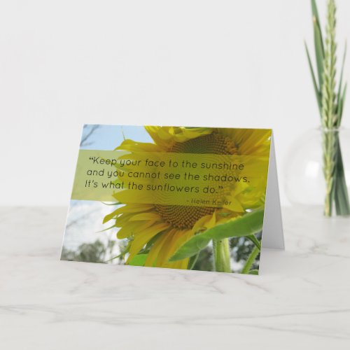 Face to the Sunshine Helen Keller Sunflower Quote Card