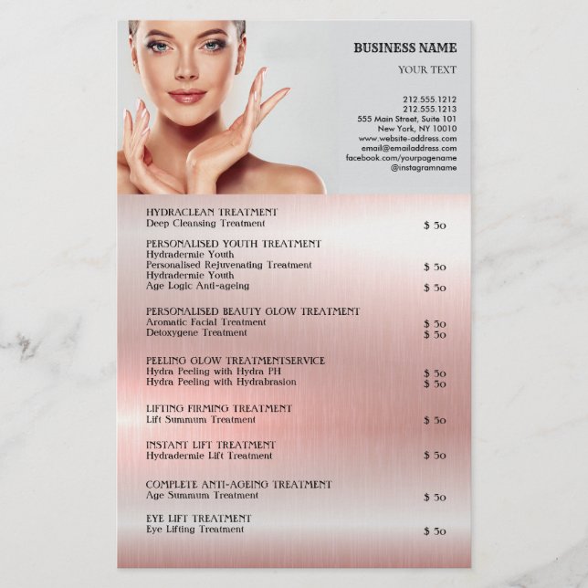 FACE TREATMENTS Beauty Salon flyer (Front)