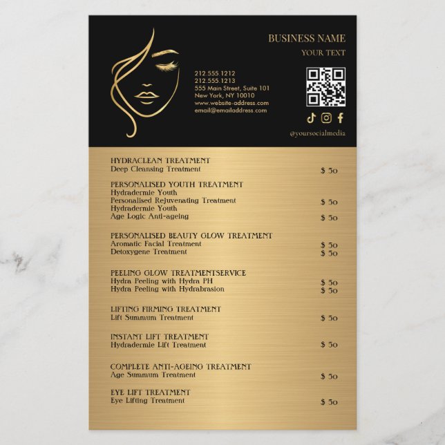 FACE TREATMENTS Beauty Salon flyer (Front)