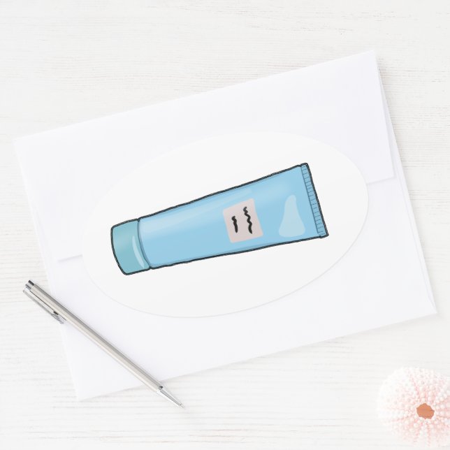 Face Wash Baby Blue Tube Oval Sticker (Envelope)