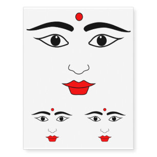 Face with Bindi. Black Red, Temporary Tattoo