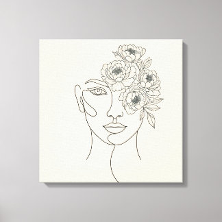  Face with Blooming Flowers  Canvas Print