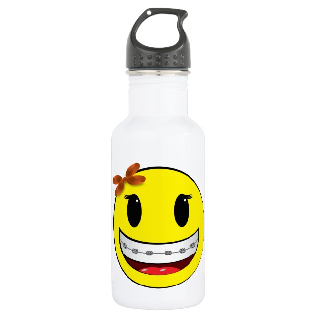 face with braces - girl water bottle (Front)