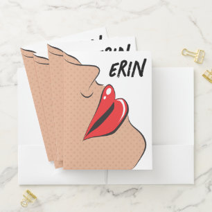Face with Bright Red Lips Pocket Folder