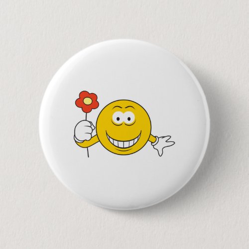 Face with Flower Pinback Button