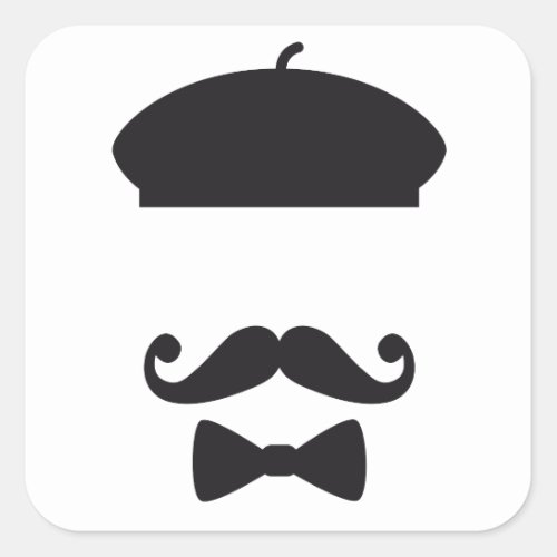 Face with french hat mustache and tie square sticker