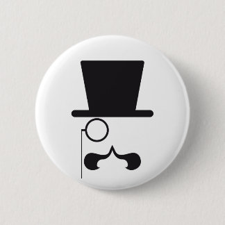 Face with hat, mustache and single eyeglass button