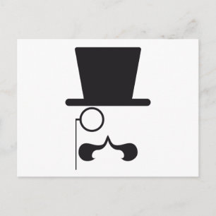 Face with hat, mustache and single eyeglass postcard