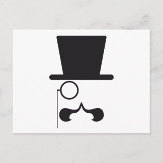 Face with hat, mustache and single eyeglass postcard