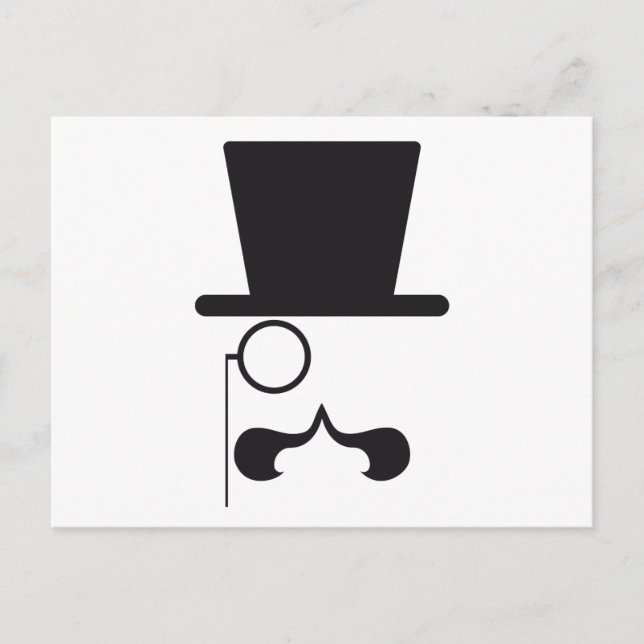 Face with hat, mustache and single eyeglass postcard (Front)