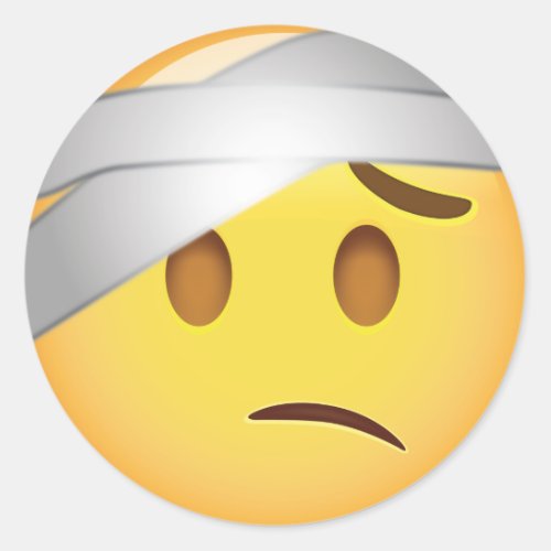 Face With Head_Bandage Emoji Classic Round Sticker