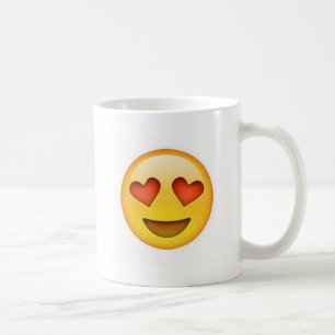 Face with heart shaped eyes emoji sticker coffee mug