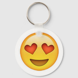 Face with heart shaped eyes emoji sticker keychain