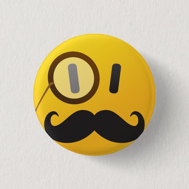 face with mustache pinback button (Front)