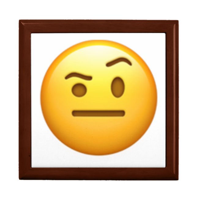 Face With One Eyebrow Raised - Emoji Keepsake Box (Front)