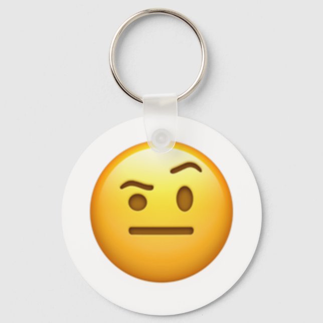 Face With One Eyebrow Raised - Emoji Keychain (Front)