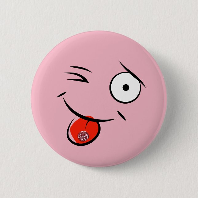 Face with Pierced Tongue Button (Front)