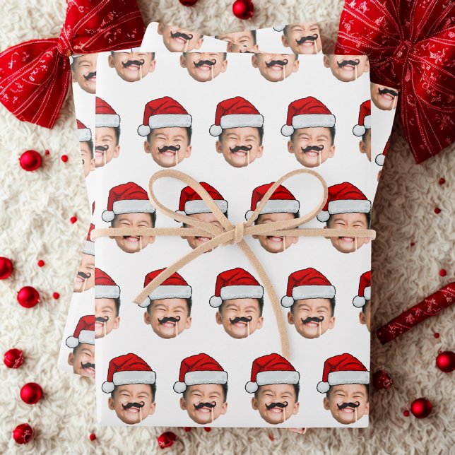 Face With Santa Hat  Wrapping Paper Sheets (Creator Uploaded)