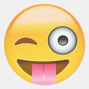 Face With Stuck Out Tongue And Winking Eye Emoji Classic Round Sticker