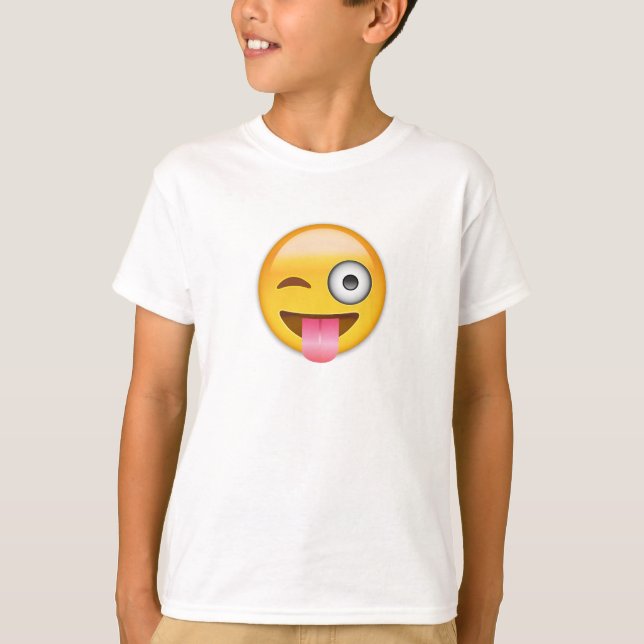 Face With Stuck Out Tongue And Winking Eye Emoji T-Shirt (Front)