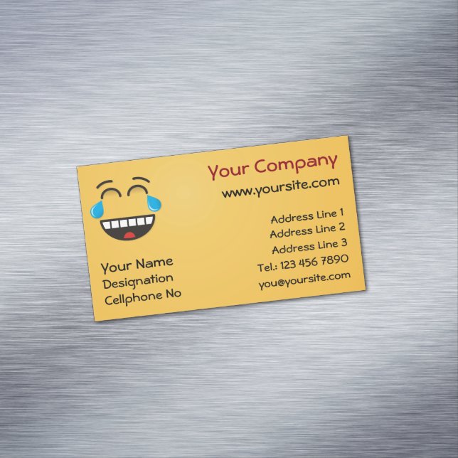 Face With Tears of Joy Magnetic Business Card (In Situ)