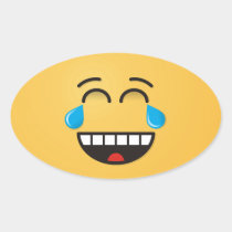 Face With Tears of Joy Oval Sticker